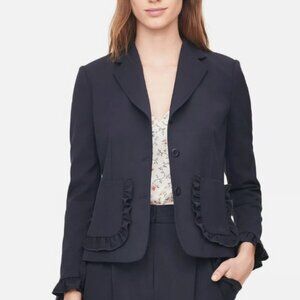 Rebecca Taylor Navy Sping Suiting Ruffle Blazer – Size 6